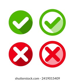 set of yes and no tick icon design vector