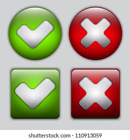 Set of Yes and No vector glossy buttons