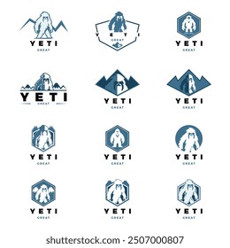 Set of Yeti Icon Logo Design Template