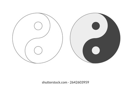 Set of Yin Yang icons. Daoism Symbol. Vector illustration