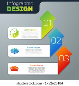 Set Yin Yang, Lotus flower and Sushi. Business infographic template. Vector