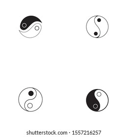 Set of Yin Yang Simbol Flat Design