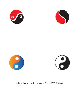 Set of Yin Yang Simbol Flat Design