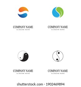 Set Yin Yang Simbol Flat Design