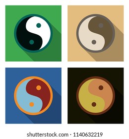 Set of Yin yang symbol of harmony and balance