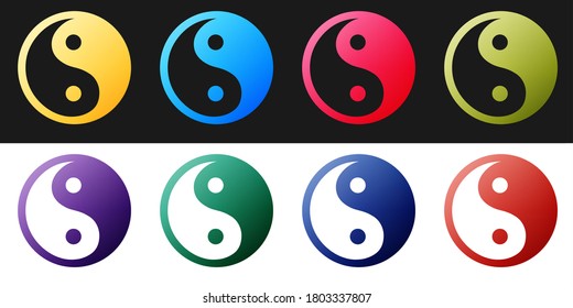 Set Yin Yang symbol of harmony and balance icon isolated on black and white background. Vector.