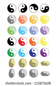 set of yin yang symbols vector illustration