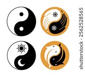 Set Of Yin Yang Vector Illustration