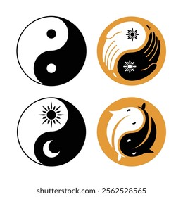 Set Of Yin Yang Vector Illustration