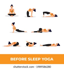 Set of Yoga Asana Before Sleep