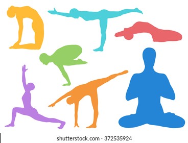 Set of yoga asanas. Vector illustration. Yoga pose vector