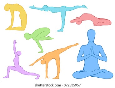 Set of yoga asanas. Vector illustration. Yoga pose vector