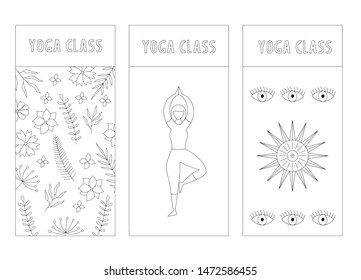Set of yoga cards. Vector isolated illustration.