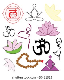 Set of yoga icons - vector illustration