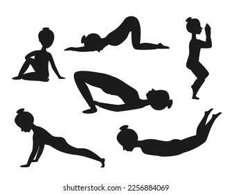 Set of Yoga isolated vector Silhouettes 