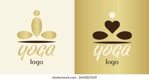 set yoga logo in the form of a female figure in a lotus position