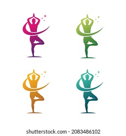 Conjunto de diseños de plantillas de logotipos de yoga