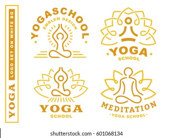 Set yoga logos - vector illustration, emblem design on white background