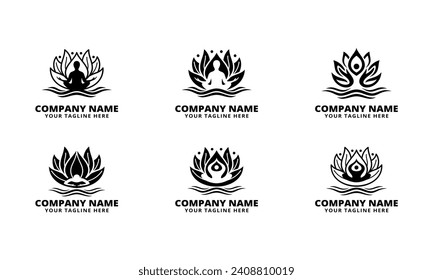 set of yoga lotus vector illustration
