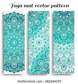 Set of yoga mat vector pattern light colors