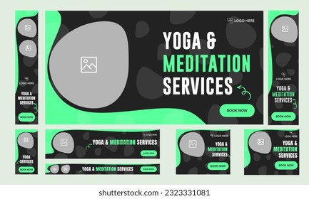 Set of yoga and meditation service banner, body massage template design for social media post, vector eps file format