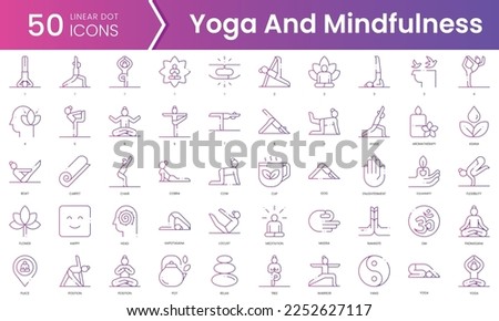 Set of yoga and mindfulness icons. Gradient style icon bundle. Vector Illustration