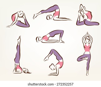 Illustrazioni Immagini E Grafica Vettoriale Stock A Tema Yoga Poses Icons Shutterstock
