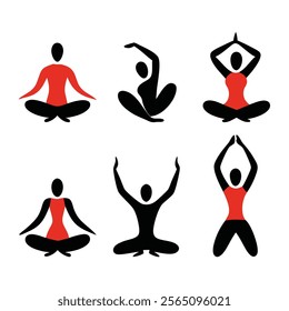 A Set Of Yoga Pose vector illustration, yoga pose, exercise, heathy, gym, fit, relaxation