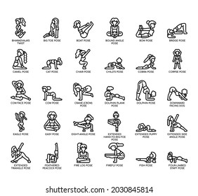 Set of Yoga Poses 1 thin line and pixel perfect icons for any web and app project. 