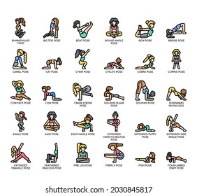Set of Yoga Poses 1 thin line and pixel perfect icons for any web and app project. 
