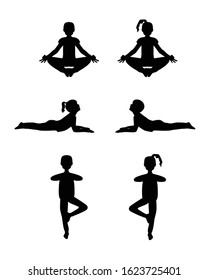 Set of yoga poses, children's yoga.