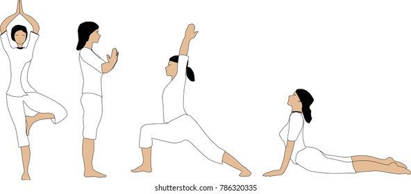 A set of yoga poses with no meshes or similar for easy editing.