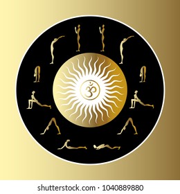 Set of yoga poses. Vector silhouettes 