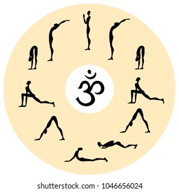 Set Yoga Poses Vector Silhouettes Stock Vector (Royalty Free ...