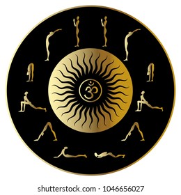 Set of yoga poses. Vector silhouettes 