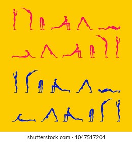 Set of yoga poses. Vector silhouettes 
