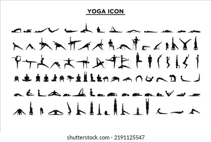 Set Of Yoga Position Icon Vector Symbol Collection