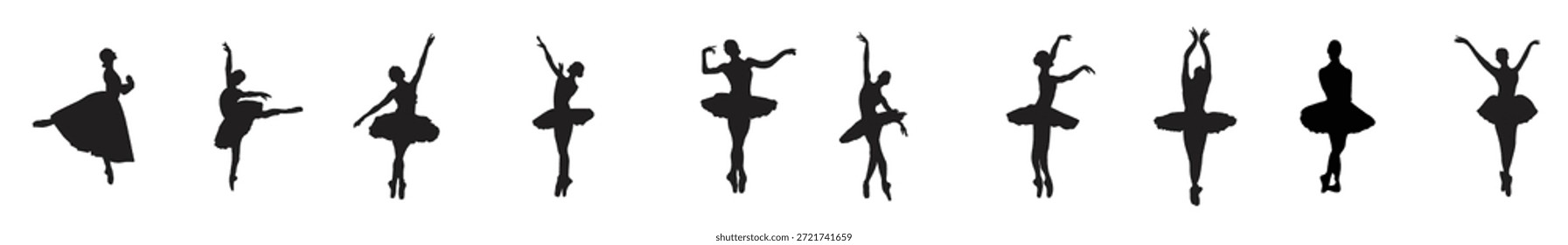 Set of yoga position silhouettes for artwork compositions
