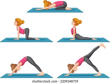Set of yoga postures illustration