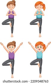 Set of yoga postures illustration