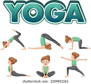 Set of yoga postures illustration