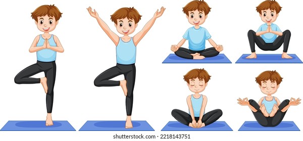 Set of yoga postures illustration