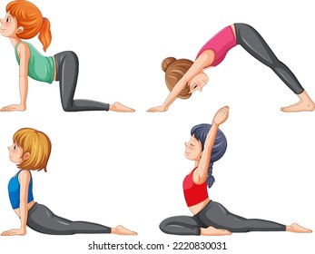Set of yoga postures illustration