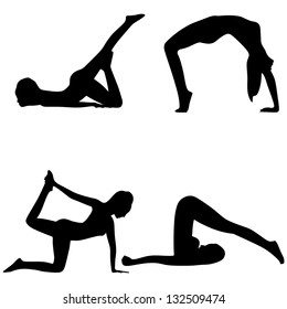 Set of Yoga postures made by figure silhouettes