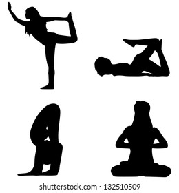 Set of Yoga postures made by figure silhouettes