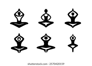 Set of yoga practices. silhouette art