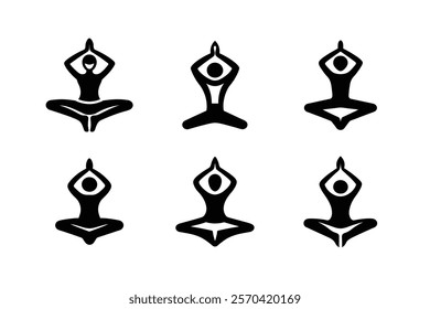 Set of yoga practices. silhouette art