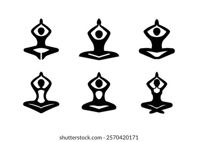 Set of yoga practices. silhouette art