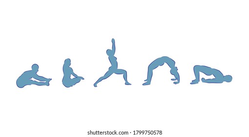 Set Yoga Pratice, Vector Art Illustration