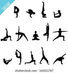 Set of Yoga Silhouette. Vector